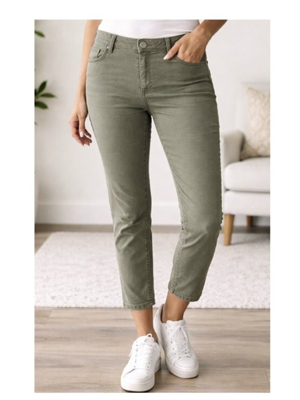 Democracy Ab Technology Denim Stretch Freedom Ankle Skinny Jeans Olive Green 8